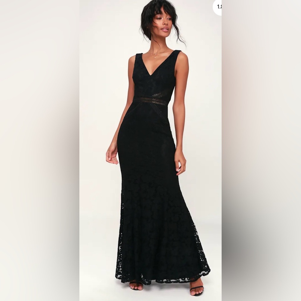 Lulu's Black Lace Maxi Dress